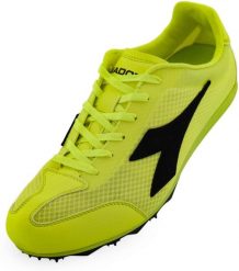 Żółte trampki Diadora Mid Distance Spike Fluo. Żółte trampki sportowe Diadora, bez wzorów, z materiału, bez zapięcia, do biegania. Za 363.99 zł.