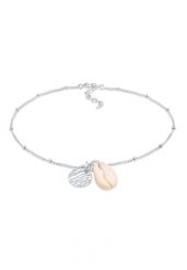 Elli Damski bransoletka na kostkę płytka regulowany z muszlą kauri w srebrze 925 Sterling Silver Bransoletki na nogę 1 ct. Szare bransoletki Elli, srebrne. Za 208.99 zł.