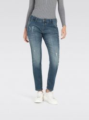 MAC Dżinsy - Slim fit - w kolorze granatowym rozmiar: 32. Niebieskie jeansy MAC, z aplikacjami, klasyczne. Za 276.71 zł.