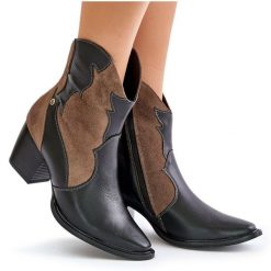Skórzane Botki Kowbojki Na Słupku Maciejka 06694-02 Brązowe. Brązowe botki bez wzorów, ze skóry, eleganckie, ze szpiczastym noskiem, bez obcasa, na słupku, bez zapięcia. Za 602.57 zł.