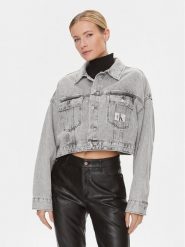Calvin Klein Jeans Kurtka jeansowa J20J222467 Szary Oversize. Szare kurtki Calvin Klein Jeans, xl, bez wzorów, z bawełny, bez kaptura. Za 349.99 zł.