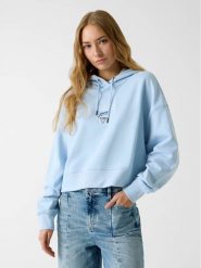 Guess Jeans Bluza 180725 Błękitny Classic Fit. Niebieskie bluzy Guess Jeans, xxl, z aplikacjami, z jeansu, bez ramiączek, bez kaptura. Za 349.00 zł.