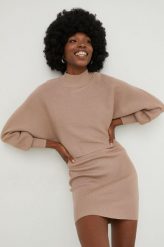 Answear Lab sukienka i sweter damski kolor beżowy. Brązowe sukienki Answear Lab, l, bez wzorów, z dzianiny, bez ramiączek. Za 249.99 zł.