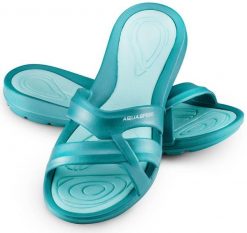 Klapki basenowe damskie PANAMA. Czerwone klapki Aqua-Speed, bez wzorów, z materiału, bez obcasa, bez zapięcia. Za 49.00 zł.