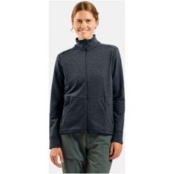 Bluza bez kaptura rozpinana Odlo Mid layer full zip GRID FLEECE. Czarne bluzy z kapturem ODLO, l, bez wzorów, z elastanu, bez kaptura, do biegania. Za 367.39 zł.