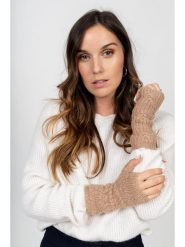 Perfect Cashmere Kaszmirowe mitenki "Jelo" w kolorze beżowym rozmiar: onesize. Brązowe rękawiczki Perfect Cashmere, bez wzorów, z kaszmiru. Za 143.99 zł.