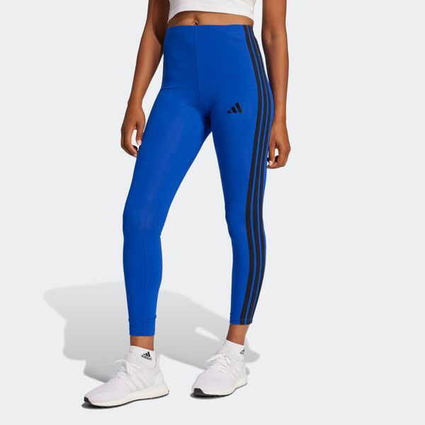 Legginsy fitness damskie ADIDAS. Niebieskie legginsy adidas, bez wzorów, z bawełny, sportowe. W wyprzedaży za 79.99 zł.