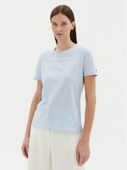 Tommy Hilfiger T-Shirt WW0WW40276 Błękitny Regular Fit. Niebieskie t-shirty Tommy Hilfiger, l, bez wzorów, z bawełny, bez kołnierzyka, bez ramiączek. Za 99.99 zł.