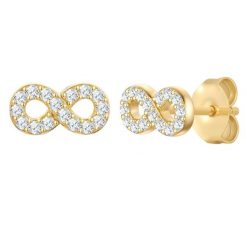 Rafaela Donata Kolczyki Infinity Srebro wysokiej próby Żółte złoto 1 ct Damski. Żółte kolczyki Rafaela Donata, z cyrkonią, pozłacane. Za 109.99 zł.