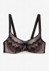 Szaro-Różowy Elegancki Biustonosz Push Up z Odpinanymi Ramiączkami Ursa. Szare biustonosze Renee, bez wzorów. W wyprzedaży za 35.99 zł.