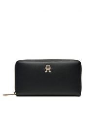 Tommy Hilfiger Duży Portfel Damski AW0AW16581 Czarny. Czarne portfele Tommy Hilfiger, bez wzorów, ze skóry. Za 189.99 zł.