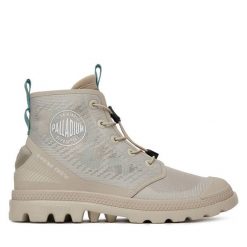 Trapery Palladium. Szare traperki Palladium, bez wzorów, bez obcasa, bez zapięcia. Za 479.99 zł.