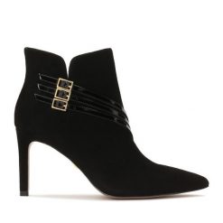 Botki Kazar. Czarne botki Kazar, bez wzorów, bez obcasa, na szpilce, bez zapięcia. Za 479.00 zł.