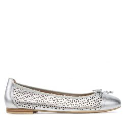 Baleriny Caprice. Szare baleriny Caprice, bez wzorów, bez obcasa, bez zapięcia. Za 179.99 zł.