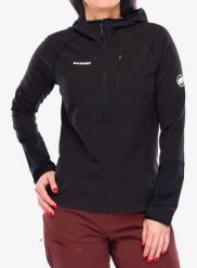 Bluza z kapturem damska Mammut Madris Light ML Half Zip Hoody. Czarne bluzy Mammut, m, bez wzorów, z elastanu, z kapturem, trekkingowe. Za 637.25 zł.