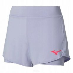 Spodenki tenisowe damskie Mizuno Flex Short. Fioletowe szorty sportowe Mizuno, bez wzorów, z elastanu, na fitness i siłownię. Za 104.30 zł.