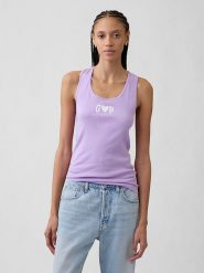 GAP Top w kolorze lawendowym rozmiar: XL. Różowe topy GAP, xl, bez wzorów, bez kołnierzyka, bez ramiączek. Za 42.08 zł.