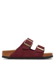 Birkenstock Klapki Arizona Sfb Lenb1028719 Czerwony. Czerwone klapki Birkenstock, bez wzorów, z nubiku, bez obcasa, bez zapięcia. Za 539.99 zł.