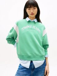 Tommy Jeans Bluza Kobiety Bawełna zielony|niebieski, XS. Niebieskie bluzy bez kaptura Tommy Jeans, xs, bez wzorów, z bawełny, bez kaptura. Za 329.95 zł.