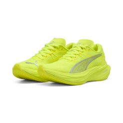 Damskie buty do biegania Deviate NITRO™ 3 PUMA Yellow Alert Silver Metallic. Szare buty do biegania Puma, bez wzorów, bez zapięcia, do biegania. Za 530.99 zł.