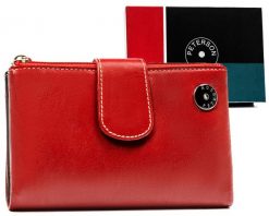 Portfel skórzany Peterson PTN D24-M-MNK czerwony. Czerwone portfele Peterson, bez wzorów. Za 77.99 zł.