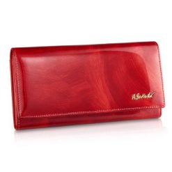 Portfel skórzany BETLEWSKI czerwony BPD-WP-100. Czerwone portfele Betlewski, bez wzorów, z lakierowanej skóry. Za 149.99 zł.