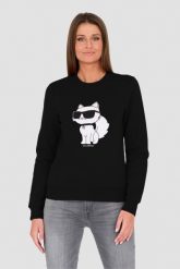 KARL LAGERFELD Czarna bluza Ikonik 2.0 Choupette Sweat. Czarne bluzy KARL LAGERFELD, xs, bez wzorów, bez ramiączek, bez kaptura. W wyprzedaży za 699.99 zł.