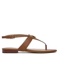 Sandały LAUREN RALPH LAUREN. Brązowe sandały Lauren Ralph Lauren, bez wzorów, bez obcasa, na płaskiej podeszwie, bez zapięcia. Za 629.99 zł.