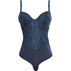 Body bonprix ciemnoniebieski. Niebieskie body i gorsety marki bonprix, z aplikacjami, z koronki, bez ramiączek. Za 79.99 zł.