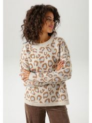 Aniston Sweter w kolorze jasnobrązowo-błękitno-beżowym rozmiar: 36. Brązowe swetry Aniston, bez wzorów, bez ramiączek. Za 56.99 zł.