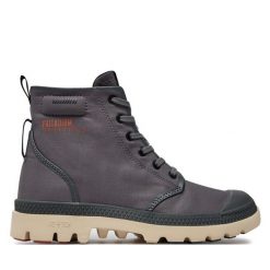 Trapery Palladium. Szare traperki Palladium, bez wzorów, bez obcasa, bez zapięcia. Za 469.99 zł.