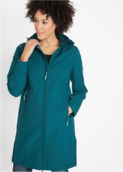 Płaszcz softshell, z materiału odpychającego wodę. Niebieskie płaszcze bonprix, bez wzorów, z softshellu. Za 319.99 zł.