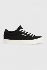 Ellesse tenisówki damskie kolor czarny. Czarne trampki Ellesse, bez wzorów, z gumy, bez zapięcia. W wyprzedaży za 180.99 zł.