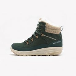 Buty turystyczne damskie Quechua NH900 skóra wodoodporne. Zielone buty trekkingowe QUECHUA, na jesień, z materiału, przed kolano, bez zapięcia. Za 299.99 zł.