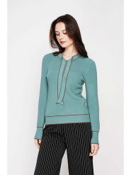 C& Jo Sweter w kolorze jasnobrązowo-turkusowym rozmiar: 40. Brązowe swetry C& Jo, bez wzorów, z kaszmiru, klasyczne, bez ramiączek. Za 126.75 zł.