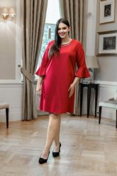 Czerwona trapezowa sukienka Elena XXL OVERSIZE WIOSNA. Czerwone sukienki Moda Size Plus Iwanek, na imprezę, s, bez wzorów, ze skóry, bez kołnierzyka, bez ramiączek, midi, oversize. Za 259.90 zł.