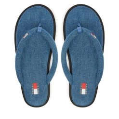 Japonki Tommy Jeans. Niebieskie japonki Tommy Jeans, bez wzorów, z denimu, casualowe. Za 289.99 zł.