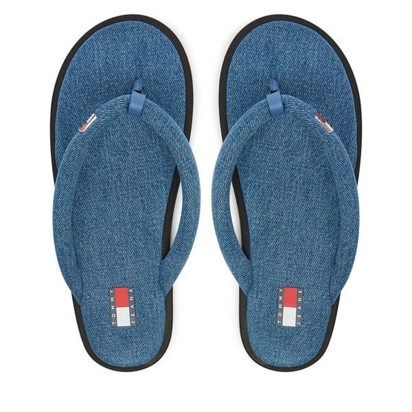 Japonki Tommy Jeans. Niebieskie japonki Tommy Jeans, bez wzorów, z denimu, casualowe. Za 155.99 zł.
