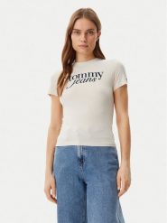 Tommy Jeans T-Shirt Essential DW0DW19447 Beżowy Slim Fit. Brązowe t-shirty Tommy Jeans, xl, bez wzorów, z bawełny, bez kołnierzyka, bez ramiączek. Za 79.99 zł.