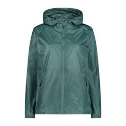 Kurtka damska turystyczna CMP 35X7376. Zielone kurtki przeciwdeszczowe CMP, l, bez wzorów, bez kaptura. Za 222.00 zł.