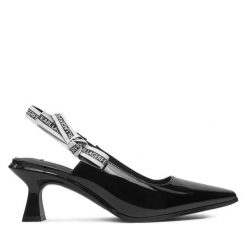 Sandały KARL LAGERFELD. Czarne sandały KARL LAGERFELD, bez wzorów, bez obcasa, na szpilce, bez zapięcia. Za 799.99 zł.