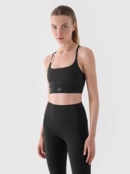 4F Biustonosz treningowy z niskim wsparciem - szary XS. Szare biustonosze sportowe 4f, bez wzorów, z dzianiny, na fitness i siłownię. W wyprzedaży za 59.99 zł.