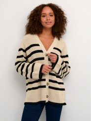 Kaffe Kardigan Cilla 10507575 Beżowy Loose Fit. Brązowe swetry Kaffe, m, bez wzorów, z bawełny, bez ramiączek. Za 179.99 zł.