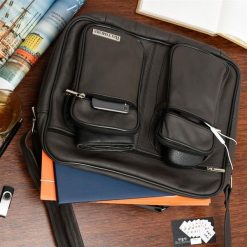 Torba duża skórzana premium do pracy szkoły brązowa Beltimore G69. Brązowe torby na laptopa bez wzorów. Za 199.90 zł.