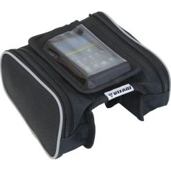 Sakwa torba rowerowa na ramę z etui na telefon K-076. Czarne torebki klasyczne ENERO, bez wzorów, sportowe, bez dodatków. Za 35.99 zł.