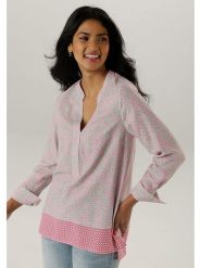 Aniston Bluzka w kolorze miętowo-jasnoróżowym rozmiar: 48. Różowe bluzki Aniston, bez wzorów, z wiskozy, bez kołnierzyka, bez ramiączek. Za 57.33 zł.