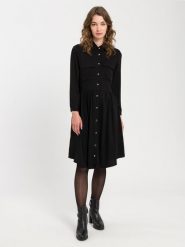 Cross Jeans Sukienka w kolorze czarnym rozmiar: L. Czarne sukienki Cross Jeans, l, bez wzorów, z jeansu, bez kołnierzyka, bez ramiączek, midi. Za 105.63 zł.