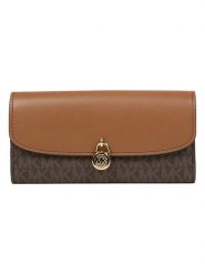 Michael Kors Skórzany portfel w kolorze ciemnobrązowo-karmelowym - 19 x 10 x 3 cm rozmiar: onesize. Brązowe portfele Michael Kors, bez wzorów, z materiału. Za 719.66 zł.