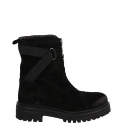 BOTKI DAMSKIE 6428 SUE BLACK. Czarne botki Venezia, bez wzorów, ze skóry, bez obcasa, bez zapięcia. Za 349.00 zł.