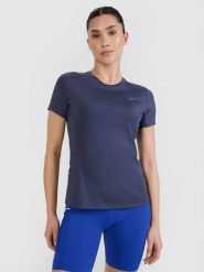 4F Koszulka do biegania w terenie regular damska - szara S. Szare t-shirty sportowe 4f, s, bez wzorów, z elastanu, bez ramiączek, do biegania. W wyprzedaży za 99.99 zł.